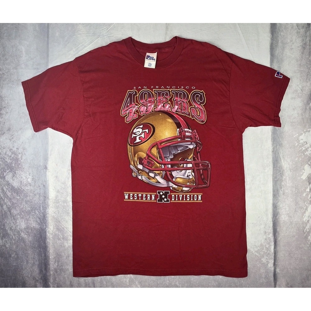 Vintage San Francisco 49ers Shirt Mens XL Red Pro Player Helmet Western Division